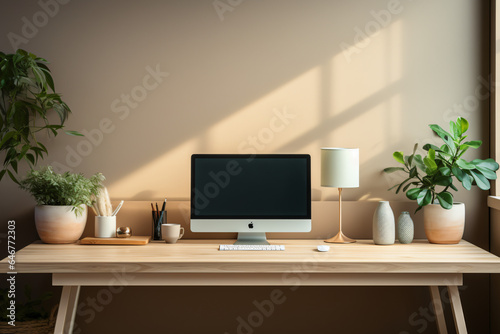 modern workspace interior with desk © HejPrint