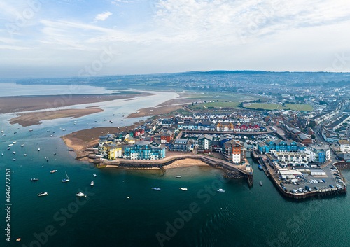 Exmouth and River Exe from a drone, Dawlish Warren, Devon, England, Europe photo