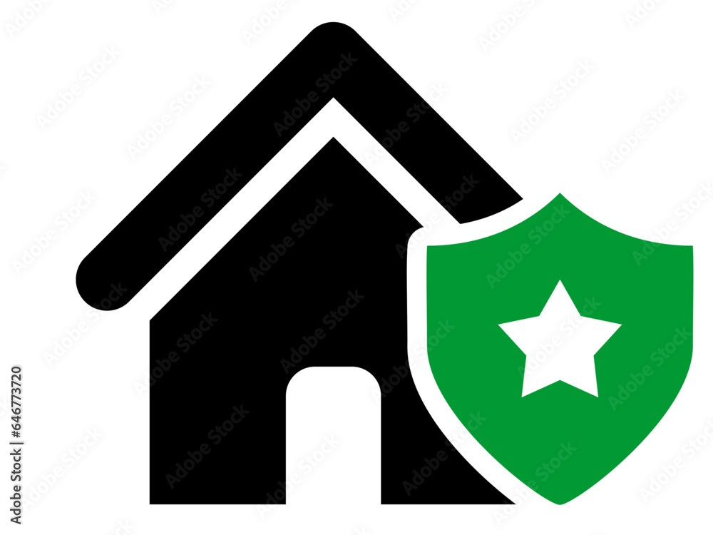 House and shield icon, Natural disaster, flood and insurance concept. Black and White line art style, editable vector file on transparent background. Insurance concept House and shield icon, Natural disaster, flood and insurance concept. Black and White line art style, editable vector file on transparent background. Insurance concept