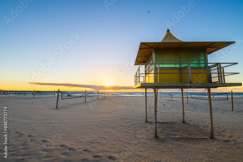 Glenelg Beach Surf life saving tower at sunset  South Australia