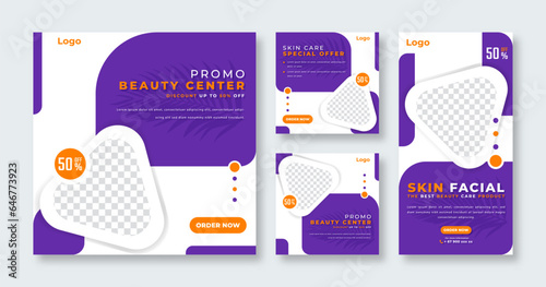 Skin Care an Beauty Center Social Media Post for Online Marketing Promotion Banner, Story and Web Internet Ads Flyer