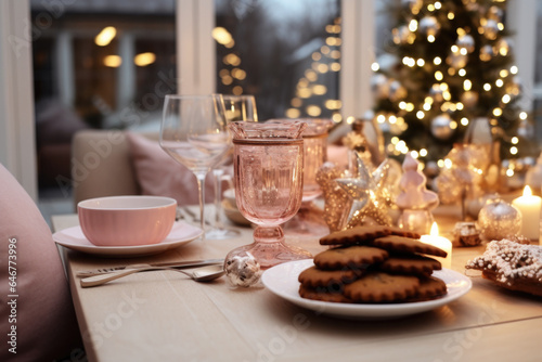  Christmas luxury table decoration with Christmas cookies