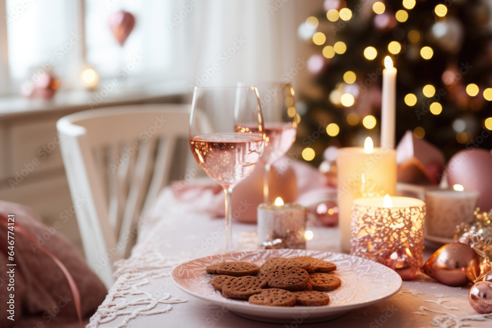  Christmas luxury table decoration with Christmas cookies