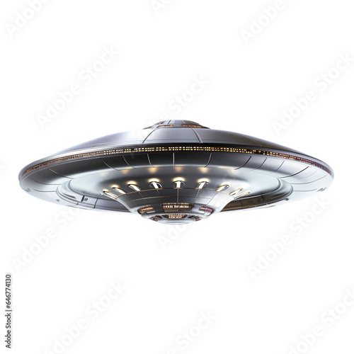 Flying saucer UFO isolated on transparent white background