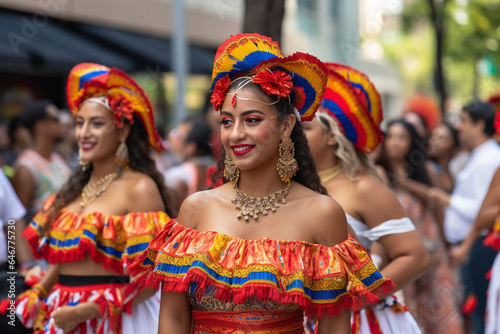 people celebrate carnival in the city street