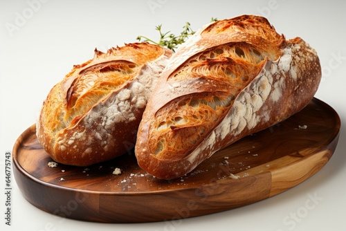 Italian ciabatta bread displayed on a clean, bright white background