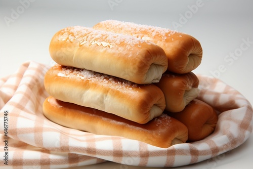 Pillowy rolls perfectly fit for hot dogs on a pure white canvas