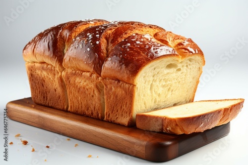 Pure white bread against an unblemished white background