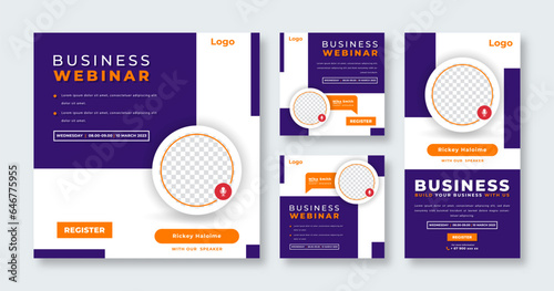 Webinar Digital Business Conference Social Media Post for Online Marketing Promotion Banner and Web Internet Ads Flyer
