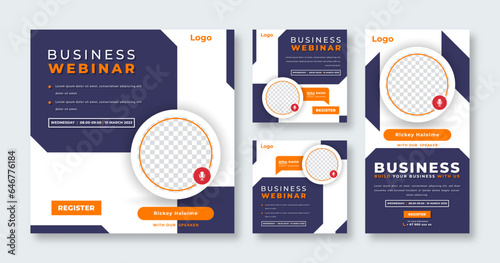 Webinar Digital Business Conference Social Media Post for Online Marketing Promotion Banner and Web Internet Ads Flyer