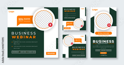 Webinar Digital Business Conference Social Media Post for Online Marketing Promotion Banner and Web Internet Ads Flyer