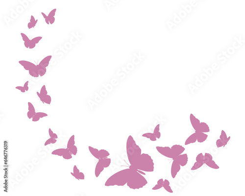 Beautiful monarch butterfly isolated on white background 3d illustration set of watercolor pink Morpho butterfly