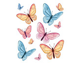 pink butterfly watercolor on white background Set of blue butterflies positive quote motivational etc fashion prints