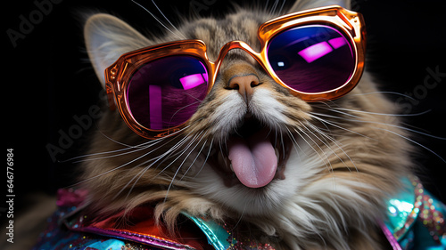 Very nice cheerful cat with accessories