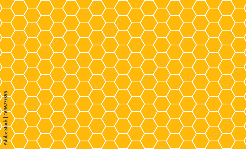 Yellow honeycomb seamless pattern geometric background. Vector abstract hexagon geometric pattern flat design. Yellow honeycomb seamless pattern geometric background. Vector abstract hexagon geometric pattern flat design.
