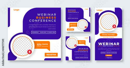 Webinar Digital Business Conference Social Media Post for Online Marketing Promotion Banner and Web Internet Ads Flyer
