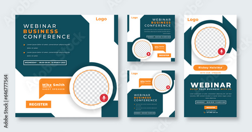 Webinar Digital Business Conference Social Media Post for Online Marketing Promotion Banner and Web Internet Ads Flyer