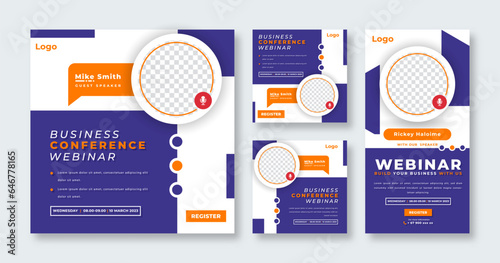 Webinar Digital Business Conference Social Media Post for Online Marketing Promotion Banner and Web Internet Ads Flyer