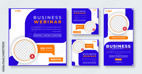Webinar Digital Business Conference Social Media Post for Online Marketing Promotion Banner and Web Internet Ads Flyer