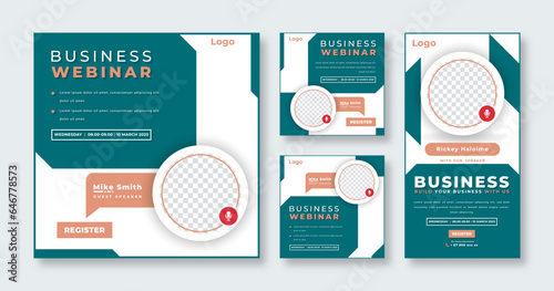 Webinar Digital Business Conference Social Media Post for Online Marketing Promotion Banner and Web Internet Ads Flyer