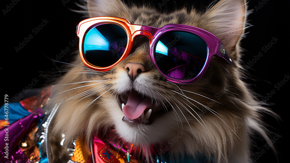 Very nice cheerful cat with accessories