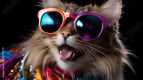 Very nice cheerful cat with accessories