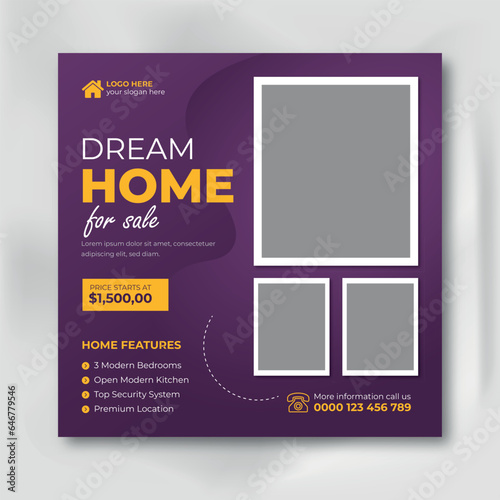 Real estate  social media banner or instagram post template