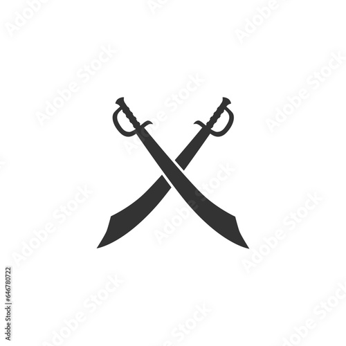 Crossed sabers, dadao bold black silhouette icon isolated on white Fototapet