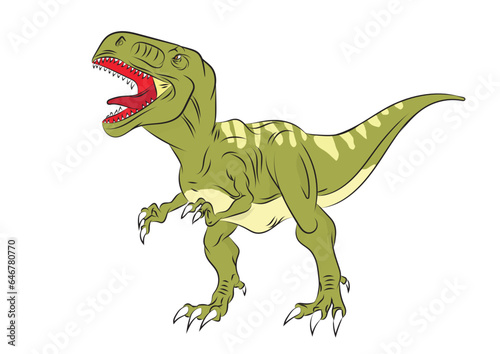 Graphic illustration of Spinosaurus dinosaur.
