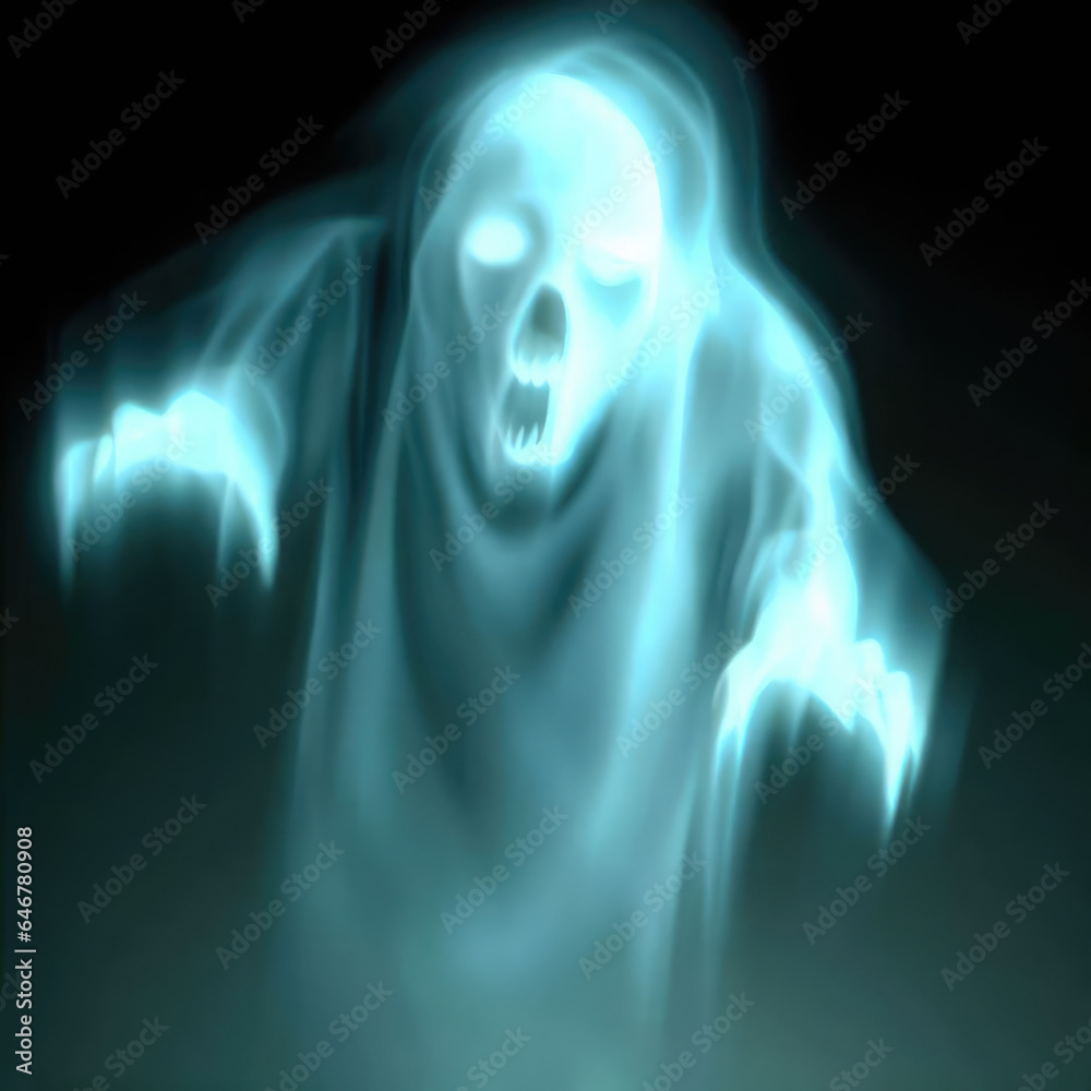 Ghosts, spirits or zombies on Halloween. Created with AI.