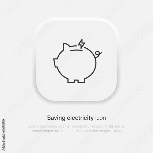 Saving energy piggy bank icon. Saving electricity symbol. Vector EPS 10