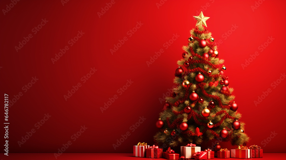 Beautiful decorated Christmas Tree banner - ai generative Beautiful decorated Christmas Tree banner - ai generative