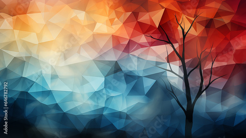 polygonal abstract autumn background with copy space geometry. © kichigin19