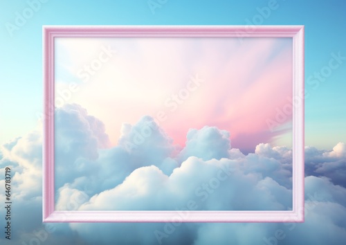 This breathtaking shot of a pink frame surrounded by billowing cumulus clouds captures the serenity of the great outdoors