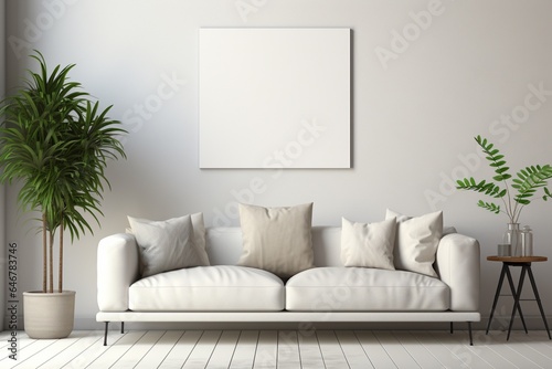 Modern Aesthetic Interior Design with Small Blank Poster Created with Generative AI