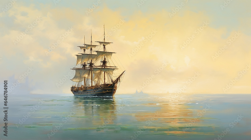 brigantine ship sailboat seascape drawing art. brigantine ship sailboat seascape drawing art.