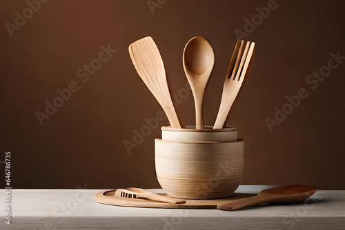 kitchen utensils on table generated by AI
