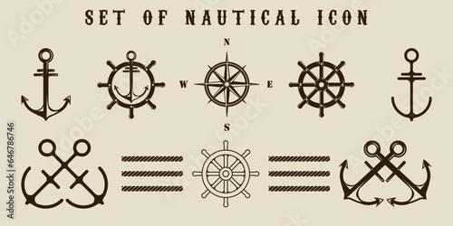 set of isolated nautical icon vector illustration template graphic design Fototapet