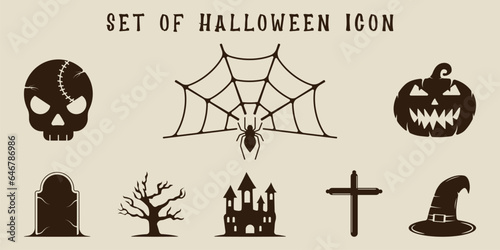 set of isolated halloween icon vector illustration template graphic design. bundle collection of various creepy or mystery sign or symbol for night party concept
