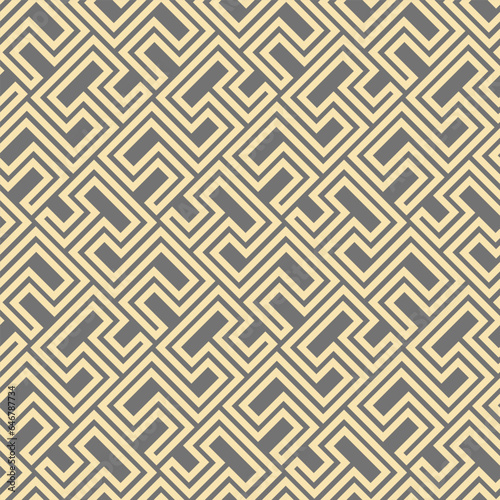 Seamless geometric background for your designs. Modern vector ornament. Geometric abstract gray and golden pattern
