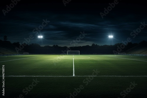 A brightly lit football pitch. Generative AI
