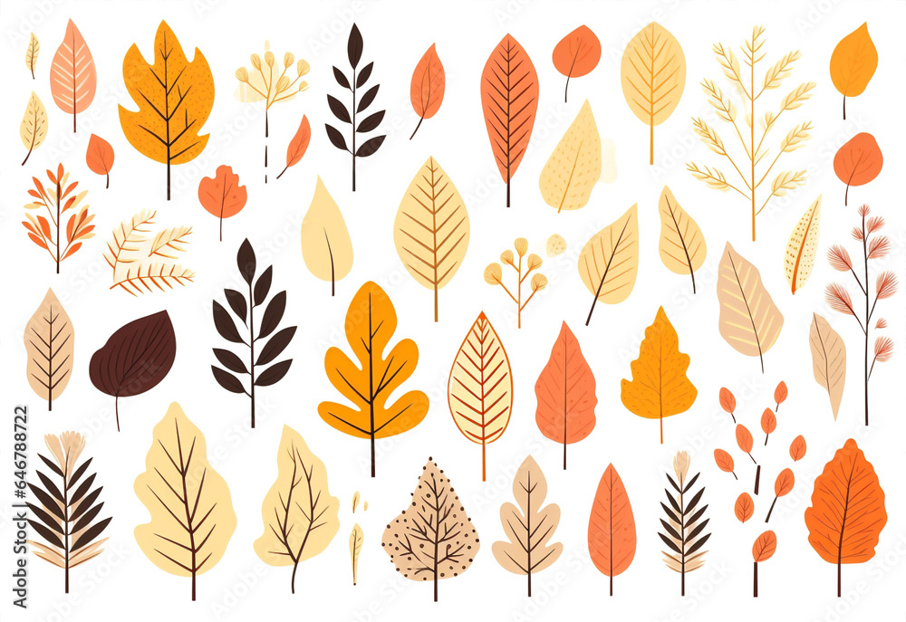Fototapeta premium Illustration autumn design print nature graphic art plant set abstract pattern background leaf
