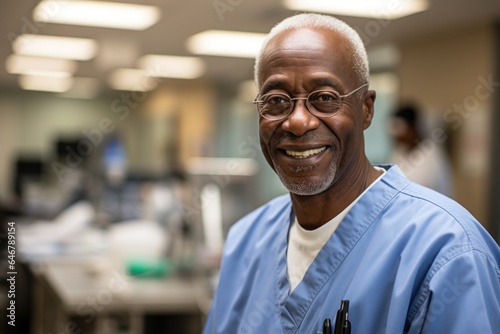 portrait of african black doctor in hospital