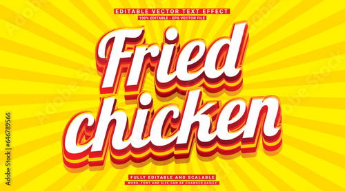 Fried Chicken 3D text effect editable vector typeface 3d logo cartoon template style premium vector