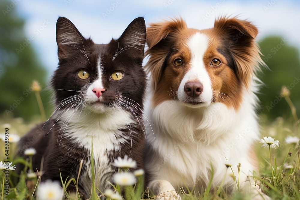 portrait of a cat and dog