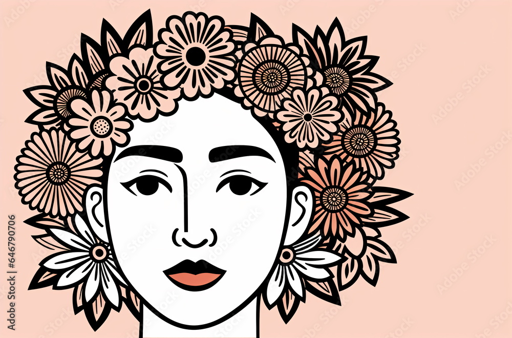woman face with flowers woman face with flowers