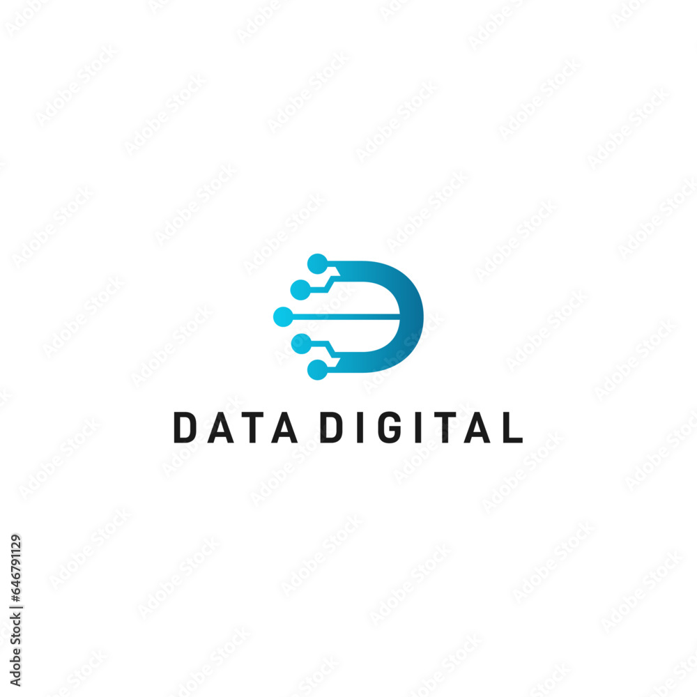 Data Technology D Letter Logo