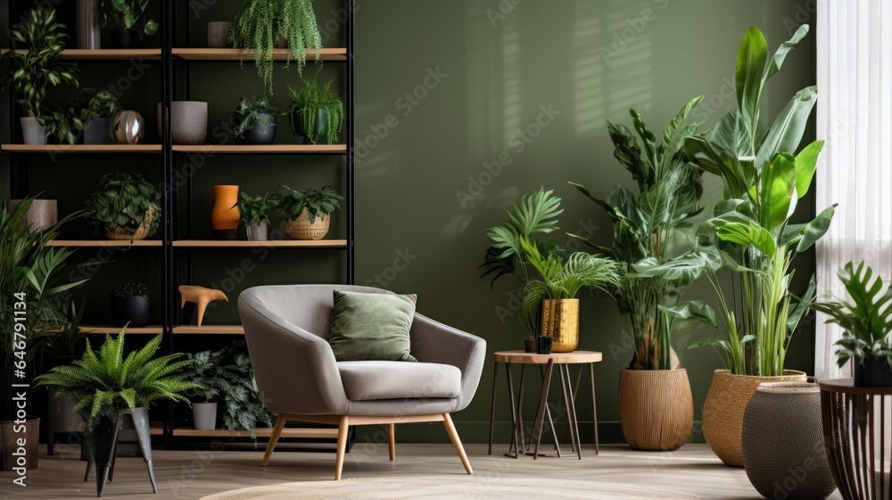 Fototapeta premium Interior design ideas with flowers and plants