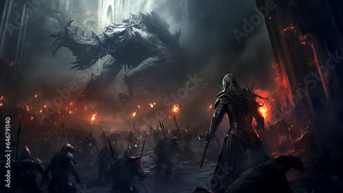 pc game simulation online horror castle attack dark forces warriors battle screen. © kichigin19