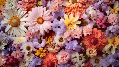 multicolored flowers light background mix.